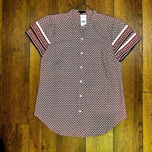 New with tags Ann Taylor Red/White Button Up w/ Shoulder Layers (Extra Small)